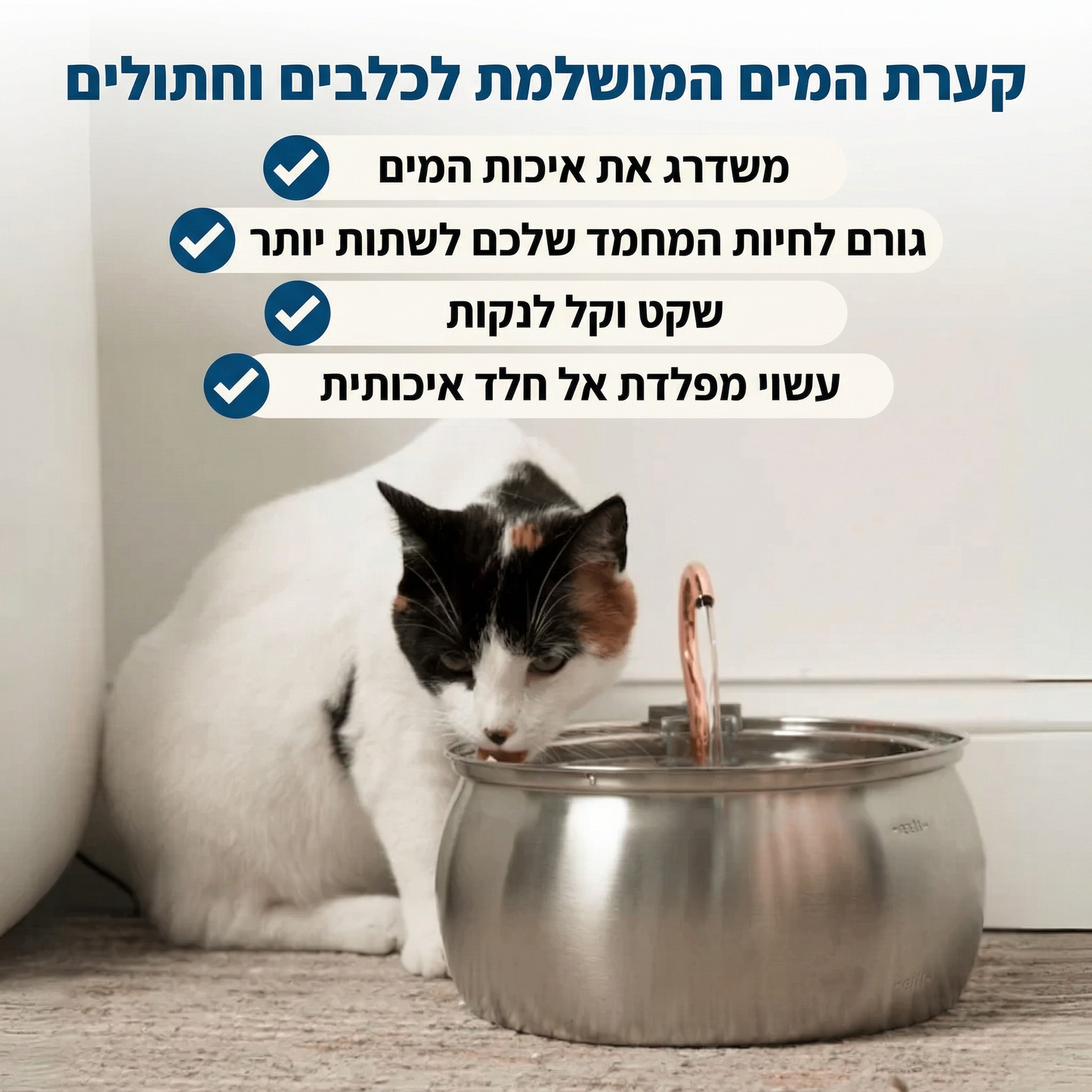 Ralavin - קערת מים מפלדה עם סינון נגד חיידקים